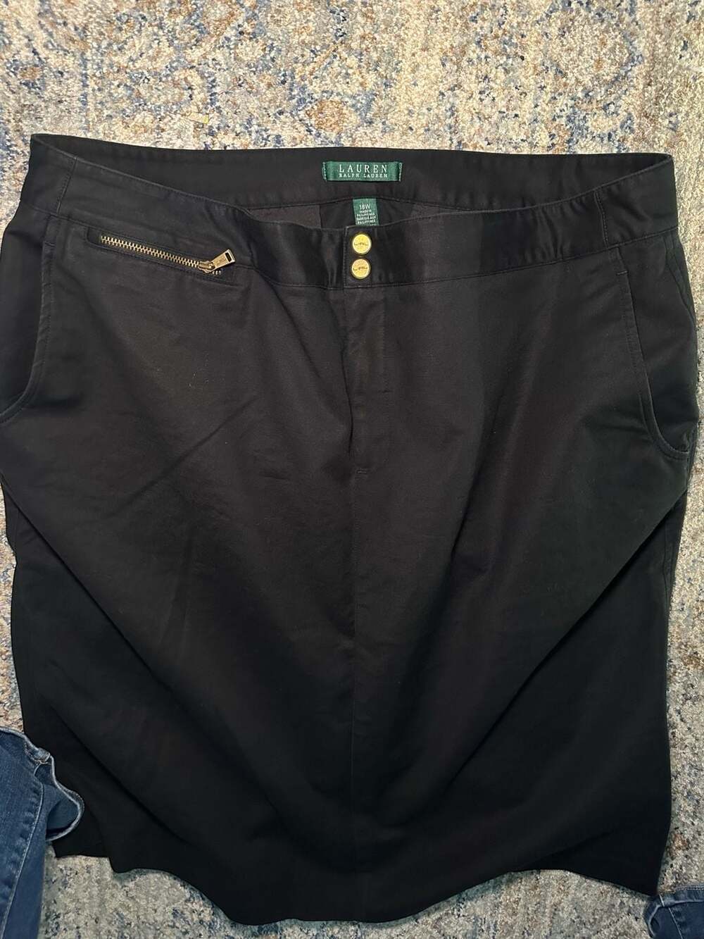 Lauren Ralph Lauren Black Cotton Blend Utility Pencil Skirt Size 18W